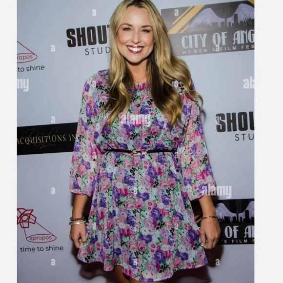 Wayf Long Sleeve Floral Print Mini Dress. Size S. Purple/Pink. Batwing Sleeve. - Picture 3 of 9